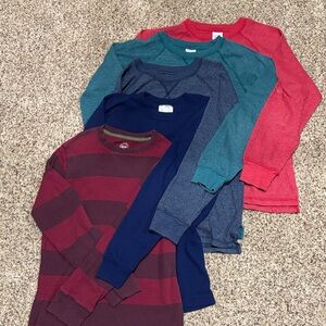 Five colorful boys long sleeved shirts